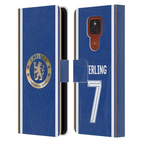 Chelsea Football Club 2023/24 Players Home Kit Raheem Sterling Leather Book Wallet Case Cover For Motorola Moto E7 Plus