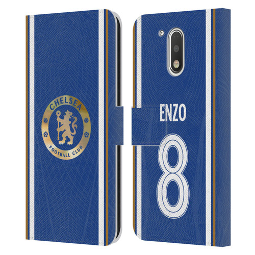 Chelsea Football Club 2023/24 Players Home Kit Enzo Fernández Leather Book Wallet Case Cover For Motorola Moto G41