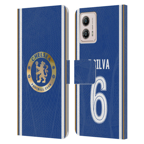 Chelsea Football Club 2023/24 Players Home Kit Thiago Silva Leather Book Wallet Case Cover For Motorola Moto G53 5G