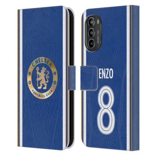 Chelsea Football Club 2023/24 Players Home Kit Enzo Fernández Leather Book Wallet Case Cover For Motorola Moto G82 5G