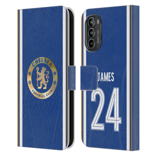 Chelsea Football Club 2023/24 Players Home Kit Reece James Leather Book Wallet Case Cover For Motorola Moto G82 5G