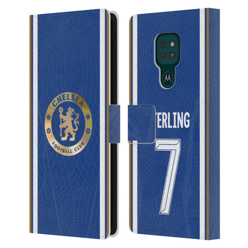 Chelsea Football Club 2023/24 Players Home Kit Raheem Sterling Leather Book Wallet Case Cover For Motorola Moto G9 Play