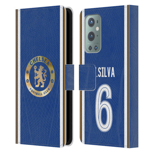 Chelsea Football Club 2023/24 Players Home Kit Thiago Silva Leather Book Wallet Case Cover For OnePlus 9