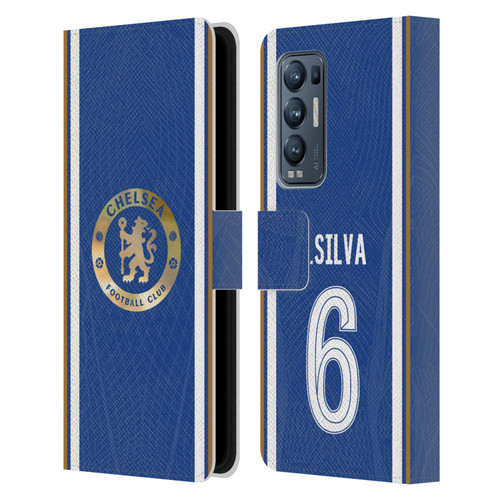 Chelsea Football Club 2023/24 Players Home Kit Thiago Silva Leather Book Wallet Case Cover For OPPO Find X3 Neo / Reno5 Pro+ 5G