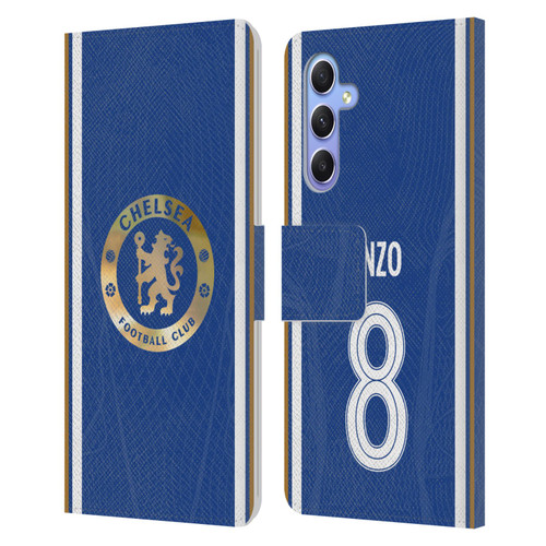 Chelsea Football Club 2023/24 Players Home Kit Enzo Fernández Leather Book Wallet Case Cover For Samsung Galaxy A34 5G