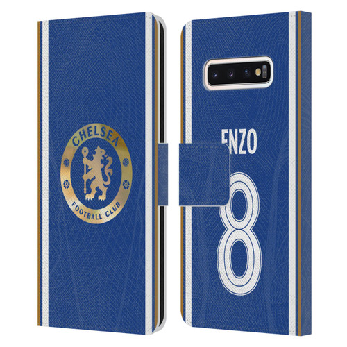 Chelsea Football Club 2023/24 Players Home Kit Enzo Fernández Leather Book Wallet Case Cover For Samsung Galaxy S10