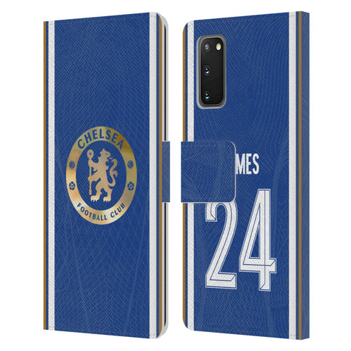 Chelsea Football Club 2023/24 Players Home Kit Reece James Leather Book Wallet Case Cover For Samsung Galaxy S20 / S20 5G
