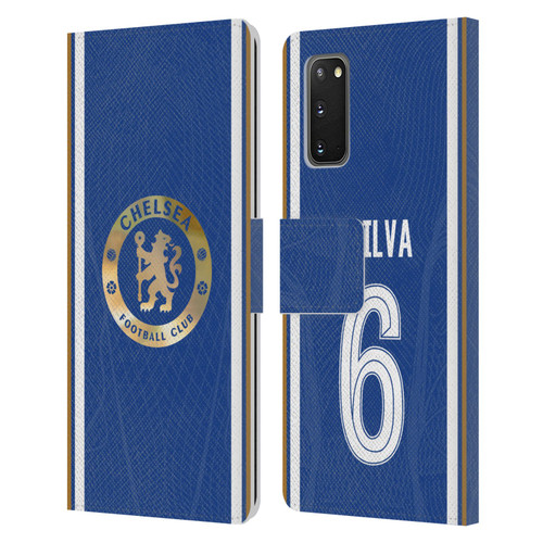 Chelsea Football Club 2023/24 Players Home Kit Thiago Silva Leather Book Wallet Case Cover For Samsung Galaxy S20 / S20 5G