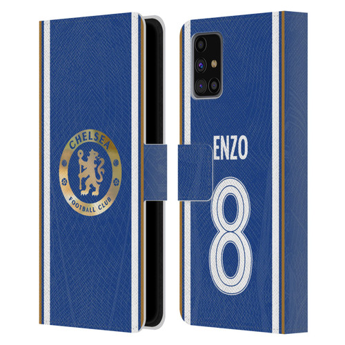 Chelsea Football Club 2023/24 Players Home Kit Enzo Fernández Leather Book Wallet Case Cover For Samsung Galaxy M31s (2020)