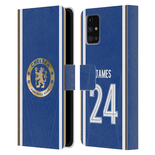Chelsea Football Club 2023/24 Players Home Kit Reece James Leather Book Wallet Case Cover For Samsung Galaxy M31s (2020)
