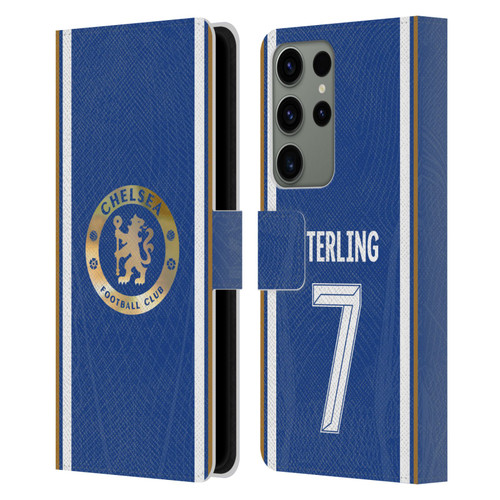 Chelsea Football Club 2023/24 Players Home Kit Raheem Sterling Leather Book Wallet Case Cover For Samsung Galaxy S23 Ultra 5G