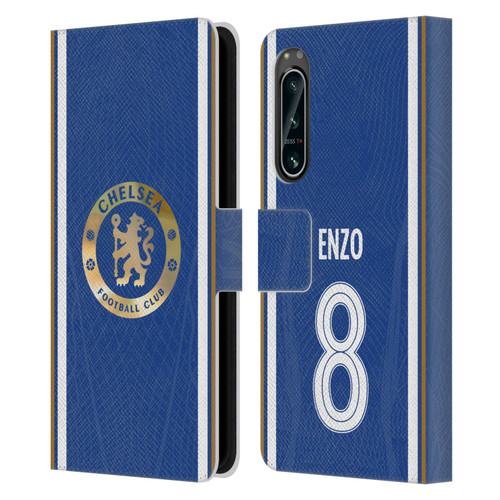 Chelsea Football Club 2023/24 Players Home Kit Enzo Fernández Leather Book Wallet Case Cover For Sony Xperia 5 IV