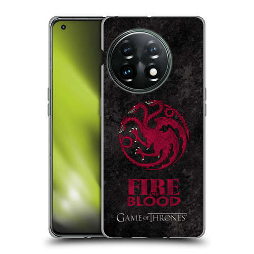 HBO Game of Thrones Dark Distressed Look Sigils Targaryen Soft Gel Case for OnePlus 11 5G