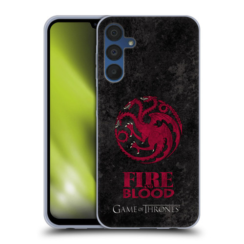 HBO Game of Thrones Dark Distressed Look Sigils Targaryen Soft Gel Case for Samsung Galaxy A15