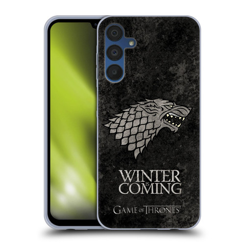 HBO Game of Thrones Dark Distressed Look Sigils Stark Soft Gel Case for Samsung Galaxy A15
