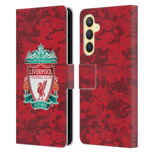 Liverpool Football Club Digital Camouflage Home Red Crest Leather Book Wallet Case Cover For Samsung Galaxy S23 FE 5G