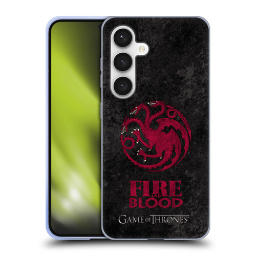 HBO Game of Thrones Dark Distressed Look Sigils Targaryen Soft Gel Case for Samsung Galaxy S24 5G