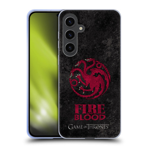 HBO Game of Thrones Dark Distressed Look Sigils Targaryen Soft Gel Case for Samsung Galaxy S24+ 5G