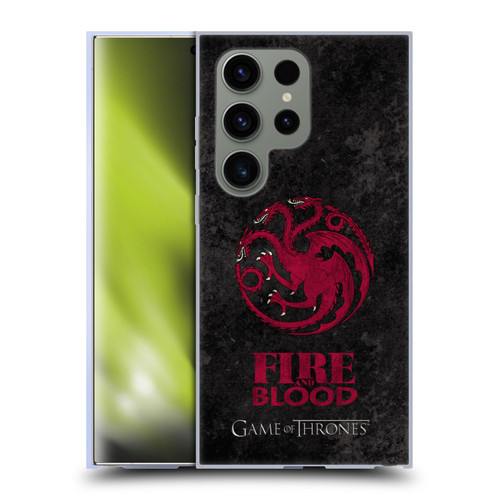 HBO Game of Thrones Dark Distressed Look Sigils Targaryen Soft Gel Case for Samsung Galaxy S24 Ultra 5G
