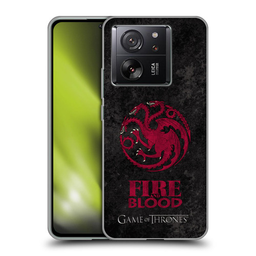 HBO Game of Thrones Dark Distressed Look Sigils Targaryen Soft Gel Case for Xiaomi 13T 5G / 13T Pro 5G