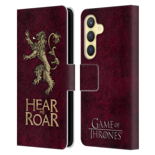 HBO Game of Thrones Dark Distressed Look Sigils Lannister Leather Book Wallet Case Cover For Samsung Galaxy S24 5G