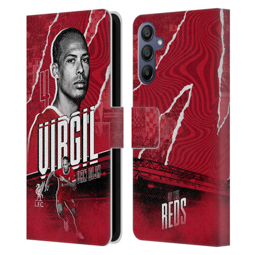 Liverpool Football Club 2023/24 First Team Virgil van Dijk Leather Book Wallet Case Cover For Samsung Galaxy A15