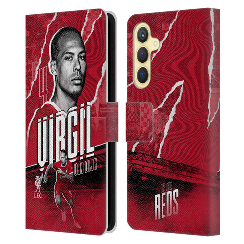 Liverpool Football Club 2023/24 First Team Virgil van Dijk Leather Book Wallet Case Cover For Samsung Galaxy S23 FE 5G