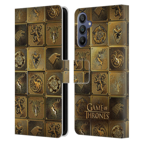 HBO Game of Thrones Golden Sigils All Houses Leather Book Wallet Case Cover For Samsung Galaxy A15