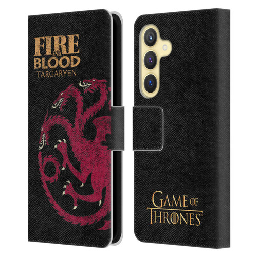 HBO Game of Thrones House Mottos Targaryen Leather Book Wallet Case Cover For Samsung Galaxy S24 5G