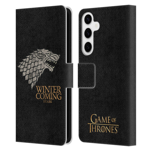 HBO Game of Thrones House Mottos Stark Leather Book Wallet Case Cover For Samsung Galaxy S24+ 5G