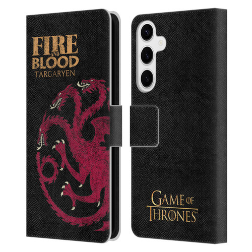 HBO Game of Thrones House Mottos Targaryen Leather Book Wallet Case Cover For Samsung Galaxy S24+ 5G