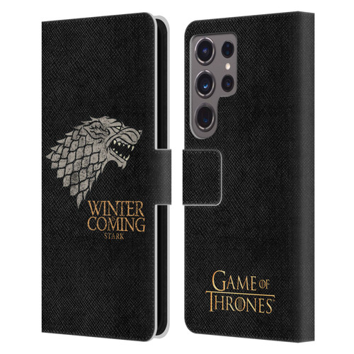 HBO Game of Thrones House Mottos Stark Leather Book Wallet Case Cover For Samsung Galaxy S24 Ultra 5G