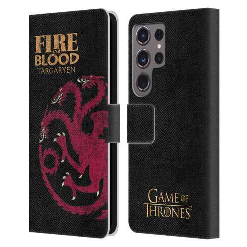 HBO Game of Thrones House Mottos Targaryen Leather Book Wallet Case Cover For Samsung Galaxy S24 Ultra 5G