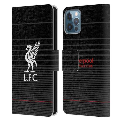 Liverpool Football Club Liver Bird White On Black Kit Leather Book Wallet Case Cover For Apple iPhone 12 / iPhone 12 Pro