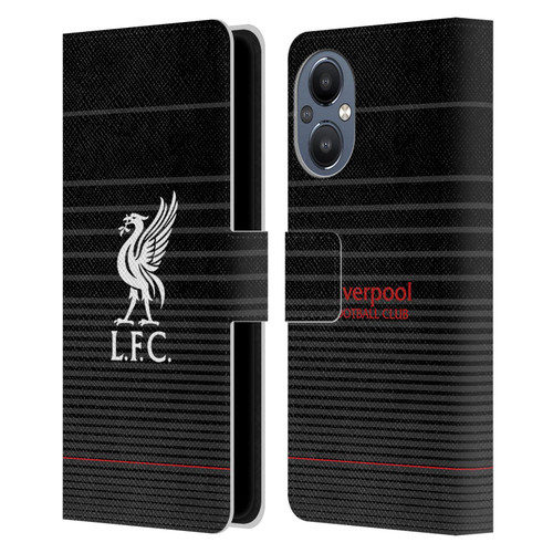 Liverpool Football Club Liver Bird White On Black Kit Leather Book Wallet Case Cover For OnePlus Nord N20 5G