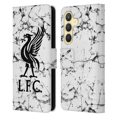 Liverpool Football Club Marble Black Liver Bird Leather Book Wallet Case Cover For Samsung Galaxy S24 5G