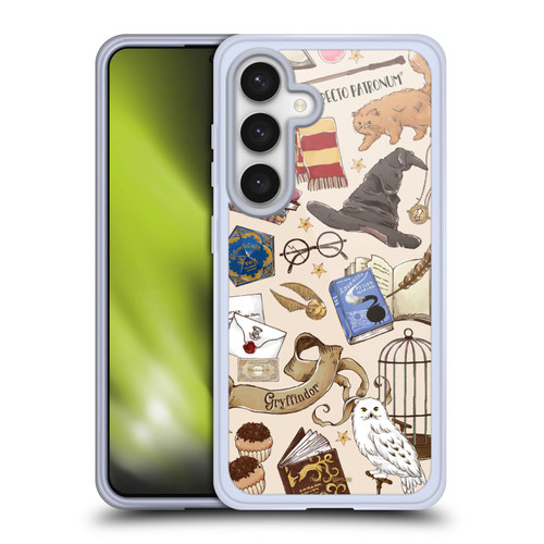 Harry Potter Deathly Hallows XXXVII Hogwarts Pattern Soft Gel Case for Samsung Galaxy S24 5G