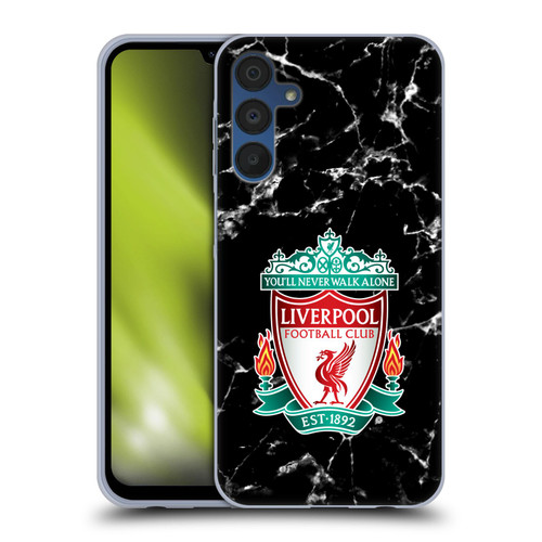 Liverpool Football Club Marble Black Crest Soft Gel Case for Samsung Galaxy A15