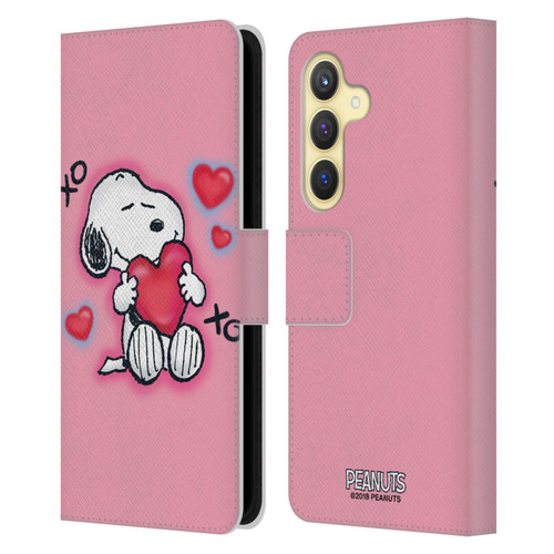 Peanuts Snoopy Boardwalk Airbrush XOXO Leather Book Wallet Case Cover For Samsung Galaxy S24 5G