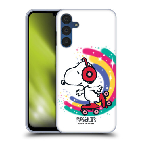Peanuts Snoopy Boardwalk Airbrush Colourful Skating Soft Gel Case for Samsung Galaxy A15
