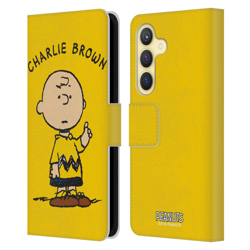 Peanuts Characters Charlie Brown Leather Book Wallet Case Cover For Samsung Galaxy S24 5G
