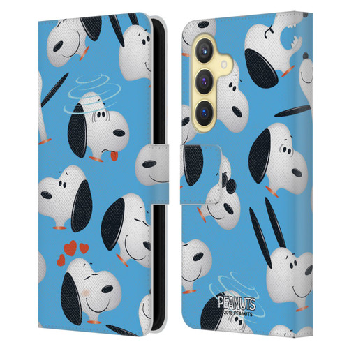 Peanuts Character Patterns Snoopy Leather Book Wallet Case Cover For Samsung Galaxy S24 5G