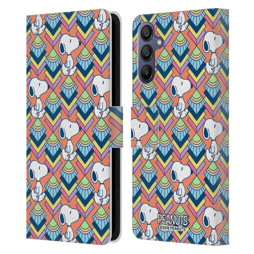 Peanuts Snoopy Deco Dreams Orange Pattern Leather Book Wallet Case Cover For Samsung Galaxy A15