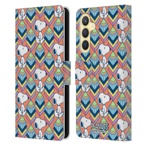 Peanuts Snoopy Deco Dreams Orange Pattern Leather Book Wallet Case Cover For Samsung Galaxy S23 FE 5G