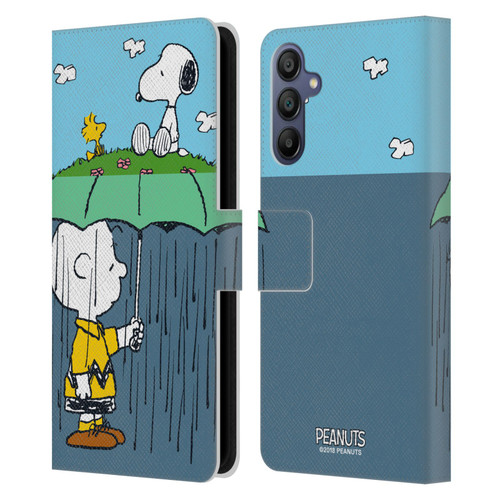 Peanuts Halfs And Laughs Charlie, Snoppy & Woodstock Leather Book Wallet Case Cover For Samsung Galaxy A15
