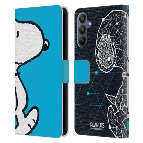 Peanuts Halfs And Laughs Snoopy Geometric Leather Book Wallet Case Cover For Samsung Galaxy A15