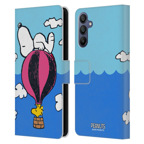 Peanuts Halfs And Laughs Snoopy & Woodstock Balloon Leather Book Wallet Case Cover For Samsung Galaxy A15