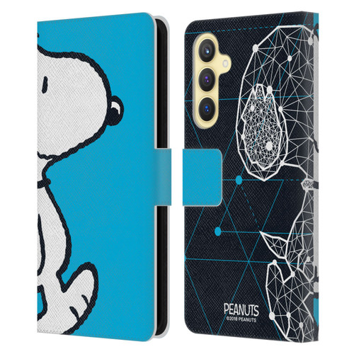 Peanuts Halfs And Laughs Snoopy Geometric Leather Book Wallet Case Cover For Samsung Galaxy S23 FE 5G