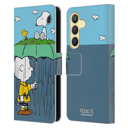 Peanuts Halfs And Laughs Charlie, Snoppy & Woodstock Leather Book Wallet Case Cover For Samsung Galaxy S24 5G