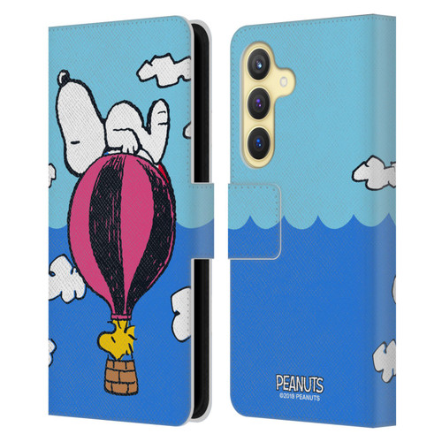 Peanuts Halfs And Laughs Snoopy & Woodstock Balloon Leather Book Wallet Case Cover For Samsung Galaxy S24 5G